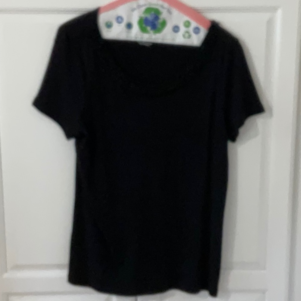 Talbots black large beaded neckline top
